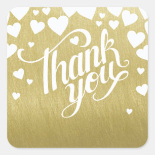 my wedding elegant love hearts, white/fauxgold  square sticker