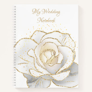 My Wedding Notebook Gold and White Roses