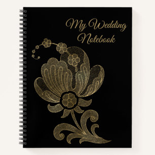 My Wedding Notebook Gold Filegree on Black