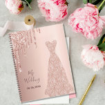 My wedding rose gold glitter drips bride 2025 planner<br><div class="desc">For planning your dream wedding.  A rose gold dress with faux rose gold glitter drips.  A rose gold  background. With the text: My Wedding on the  front written with a modern dark rose gold colored hand lettered style script.  Template for the date.</div>