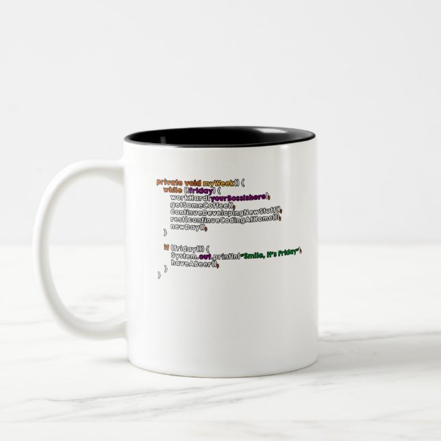 My Week Algorythm Two-Tone Coffee Mug (Left)