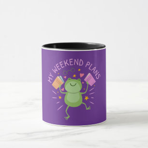 My weekend plans book design mug