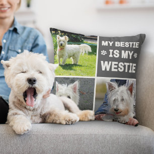 My Westie Is My Bestie Dog Lover Photo Collage Cushion