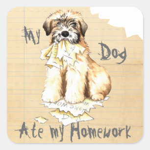 My Wheaten Ate My Homework Square Sticker