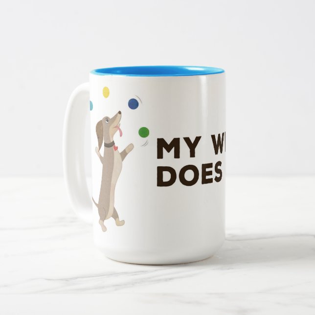 My Wiener Does Tricks Two-Tone Coffee Mug (Front Left)