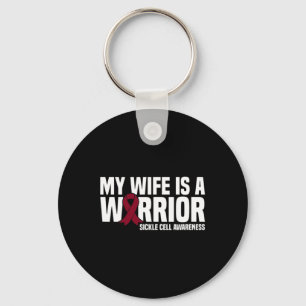 My Wife is a Warrior Burgundy Ribbon Sickle Cell A Key Ring