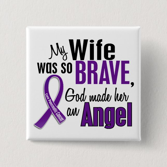My Wife Is An Angel Pancreatic Cancer 15 Cm Square Badge (Front)