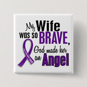My Wife Is An Angel Pancreatic Cancer 15 Cm Square Badge