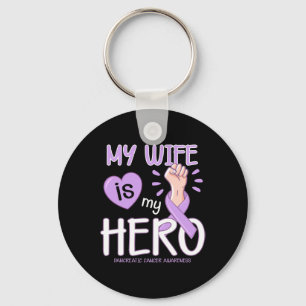 My Wife Is My Hero Pancreatic Cancer Awareness T  Key Ring