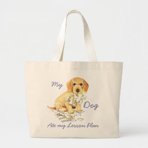 My Wirehaired Dachshund Ate my Lesson Plan Large Tote Bag