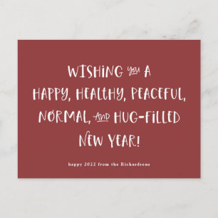 My Wish for 2022   Brick Red Happy New Year Holiday Postcard