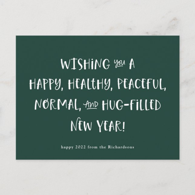 My Wish for 2022 | Forest Green Happy New Year Holiday Postcard (Front)