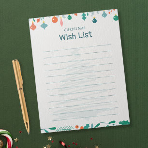 My Wish List - Modern Christmas Notepad