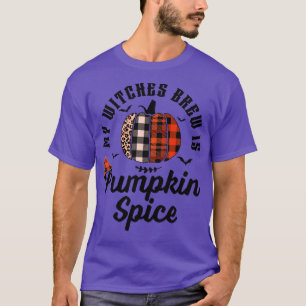 My Witches Brew Is Pumpkin Spice Halloween Plaid L T-Shirt