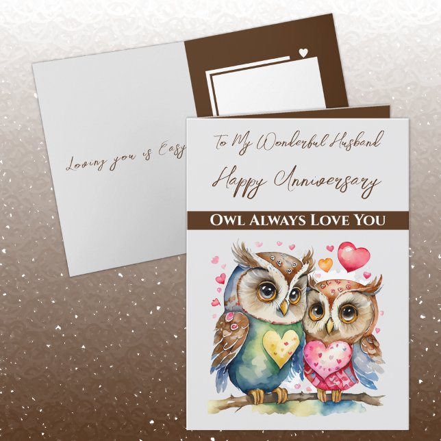 My wonderful Husband cute owls Anniversary Card (Creator Uploaded)