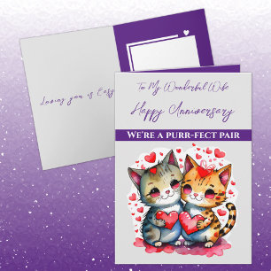 My wonderful Wife cat love Anniversary Card
