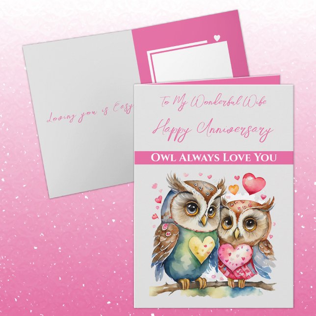 My wonderful Wife cute owls Anniversary Card (Creator Uploaded)