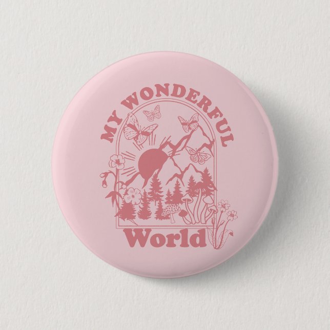 My Wonderful World Retro Flowers 6 Cm Round Badge (Front)