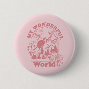 My Wonderful World Retro Flowers 6 Cm Round Badge