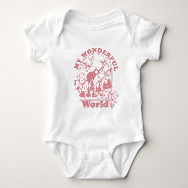 My Wonderful World Retro Flowers Baby Bodysuit (Front)