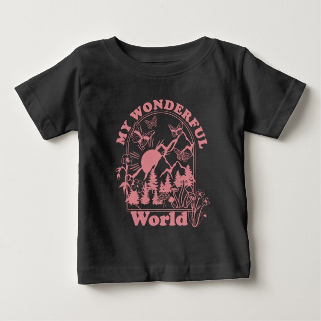 My Wonderful World Retro Flowers Baby T-Shirt (Front)