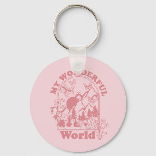 My Wonderful World Retro Flowers Key Ring