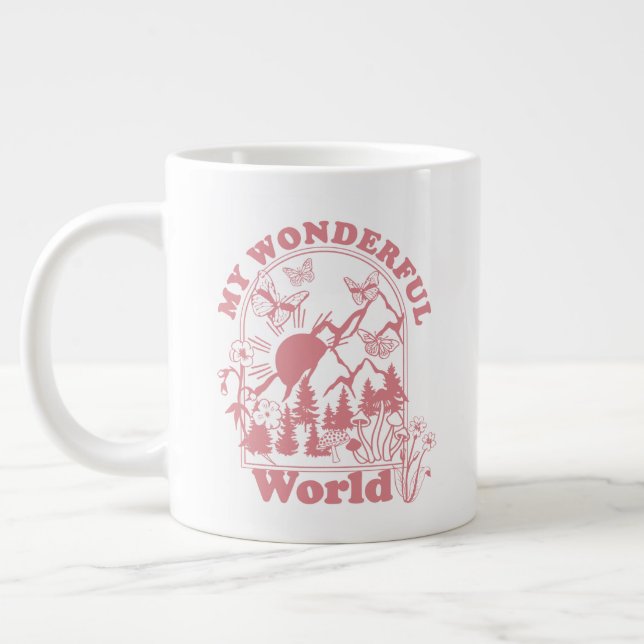 My Wonderful World Retro Flowers Large Coffee Mug (Left)
