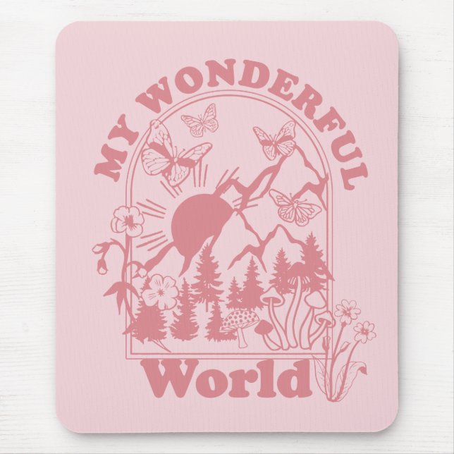 My Wonderful World Retro Flowers Mouse Pad (Front)