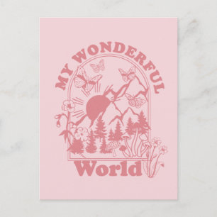My Wonderful World Retro Flowers Postcard