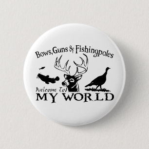 MY WORLD - CATFISH,DEER & TURKEY 6 CM ROUND BADGE