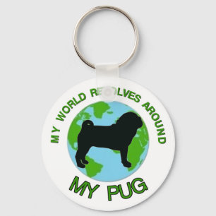 MY WORLD REVOLVES AROUND MY PUG KEY RING