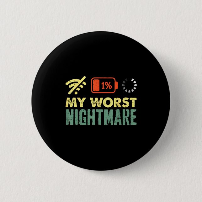 My Worst Low Battery Funny Gamers Humor Men  6 Cm Round Badge (Front)