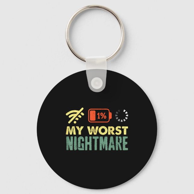 My Worst Low Battery Funny Gamers Humor Men  Key Ring (Front)