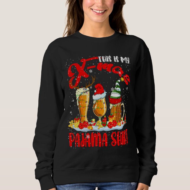 My X Mas Pajama Shirt Xmas Santa Reindeer Elf Beer (Front)