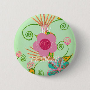 My XOXO Little Princess Floral Art Print Design 6 Cm Round Badge