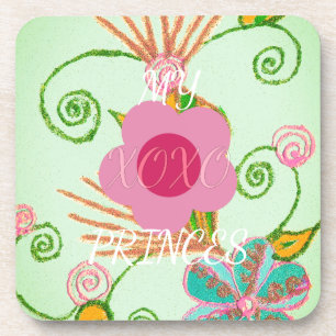 My XOXO Little Princess Floral Art Print Design Coaster