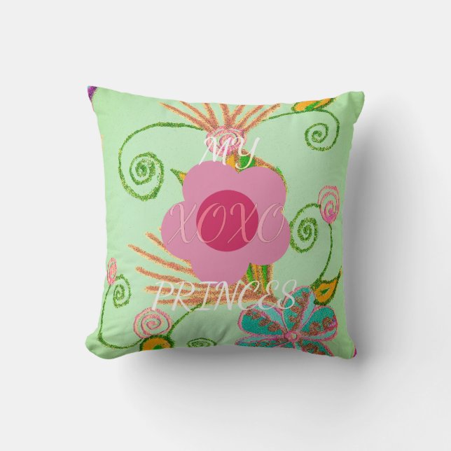 My XOXO Little Princess Floral Art Print Design Cushion (Front)