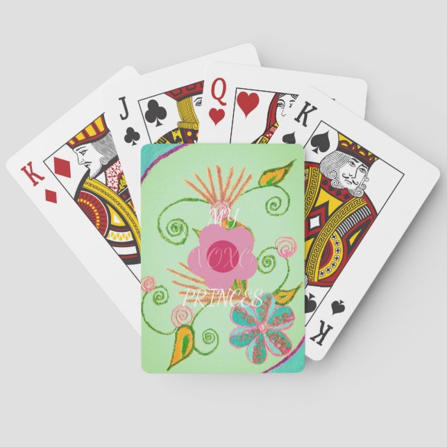My XOXO Little Princess Floral Art Print Design Playing Cards (Back)