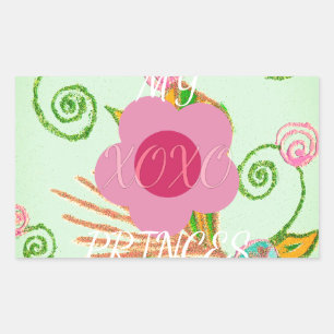 My XOXO Little Princess Floral Art Print Design Rectangular Sticker