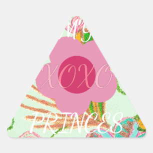 My XOXO Little Princess Floral Art Print Design Triangle Sticker