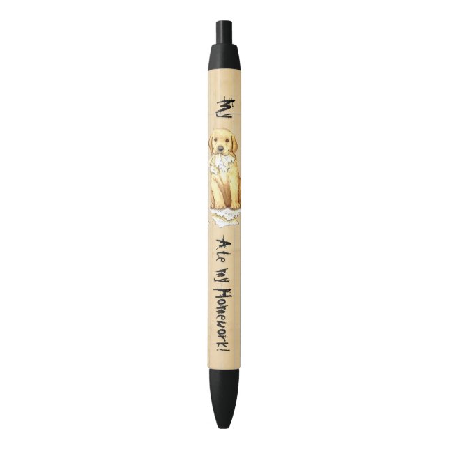 My Yellow Lab Ate my Homework Black Ink Pen (Front Vertical)