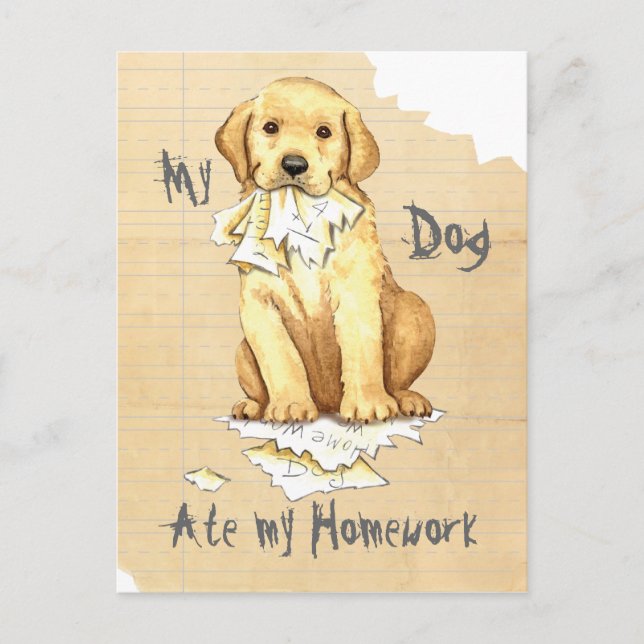 My Yellow Lab Ate my Homework Postcard (Front)