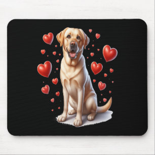 My Yellow Lab Dog Is My Valentine Hearts Cute Tren Mouse Pad