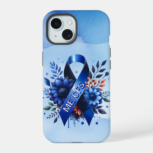Myalgic Encephalomyelitis ME/CFS Awareness Ribbon iPhone 15 Case (Back)