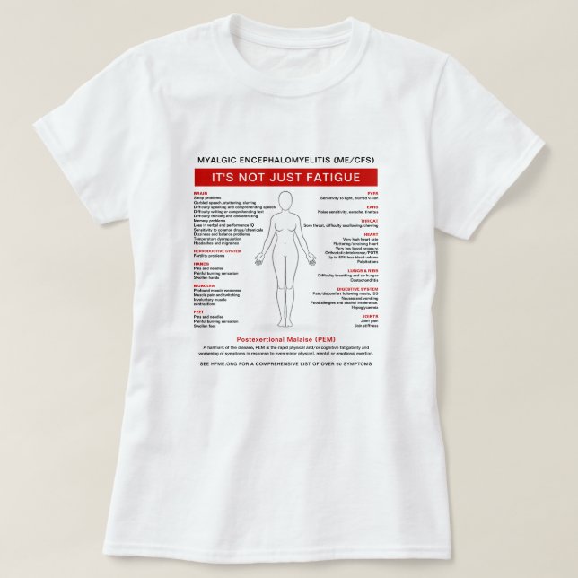 Myalgic Encephalomyelitis (ME/CFS) Symptom Diagram T-Shirt (Design Front)