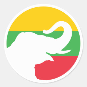 Myanmar Asian elephant Burmese National Animal Classic Round Sticker