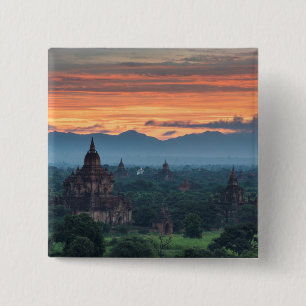 Myanmar, Bagan Sunrise 15 Cm Square Badge