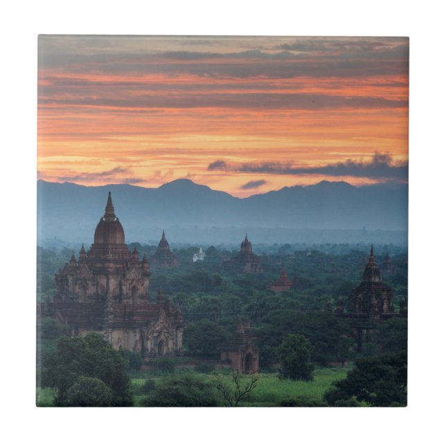 Myanmar, Bagan Sunrise Ceramic Tile (Front)