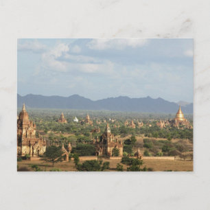 Myanmar, Bagan, Temple packed plain of Bagan and Postcard