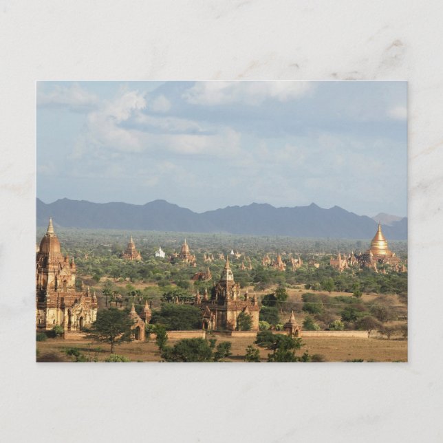 Myanmar, Bagan, Temple packed plain of Bagan and Postcard (Front)